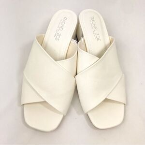 Rachel Zoe GARLAND Creamy White Crisscross Strap Open Toe Heeled Slide Sandals